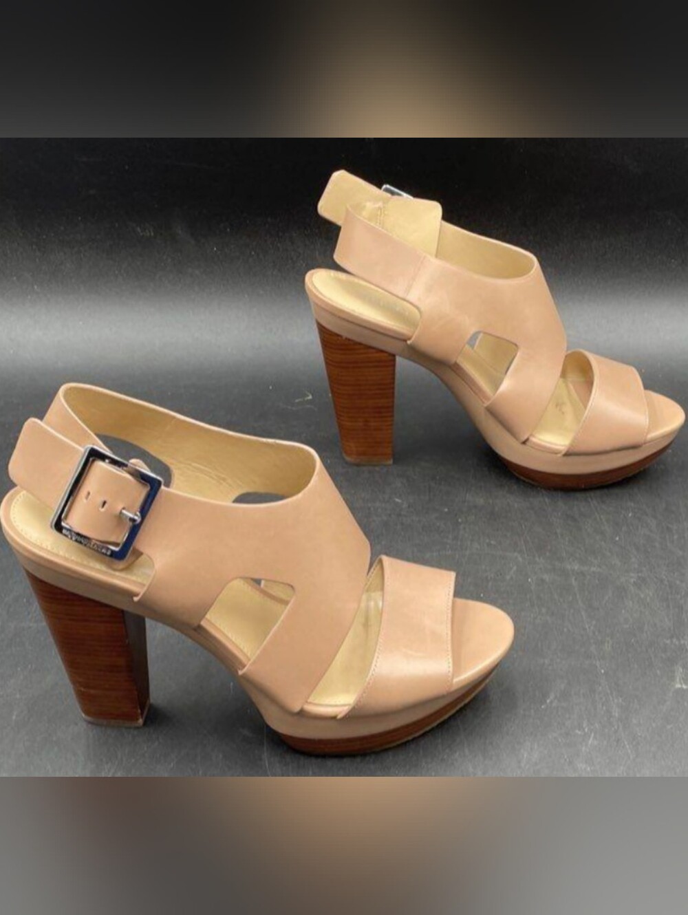 Michael Kors Carla Taupe Platform Sandals Size 8.5 Used Exc - Picture 2 of 7